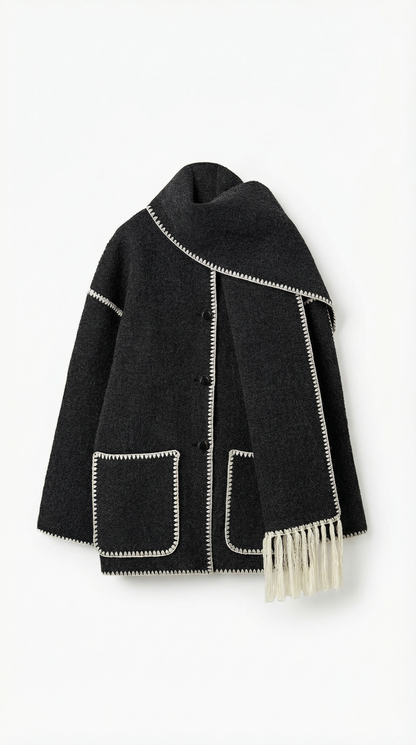 ISOLDE | CHAQUETA CON BUFANDA A CONTRASTE