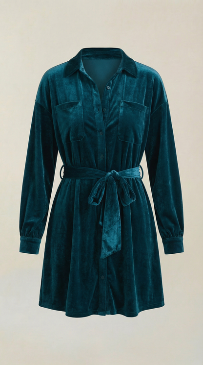 CECILIA | VESTIDO CAMISERO CORTO CON CINTURÓN