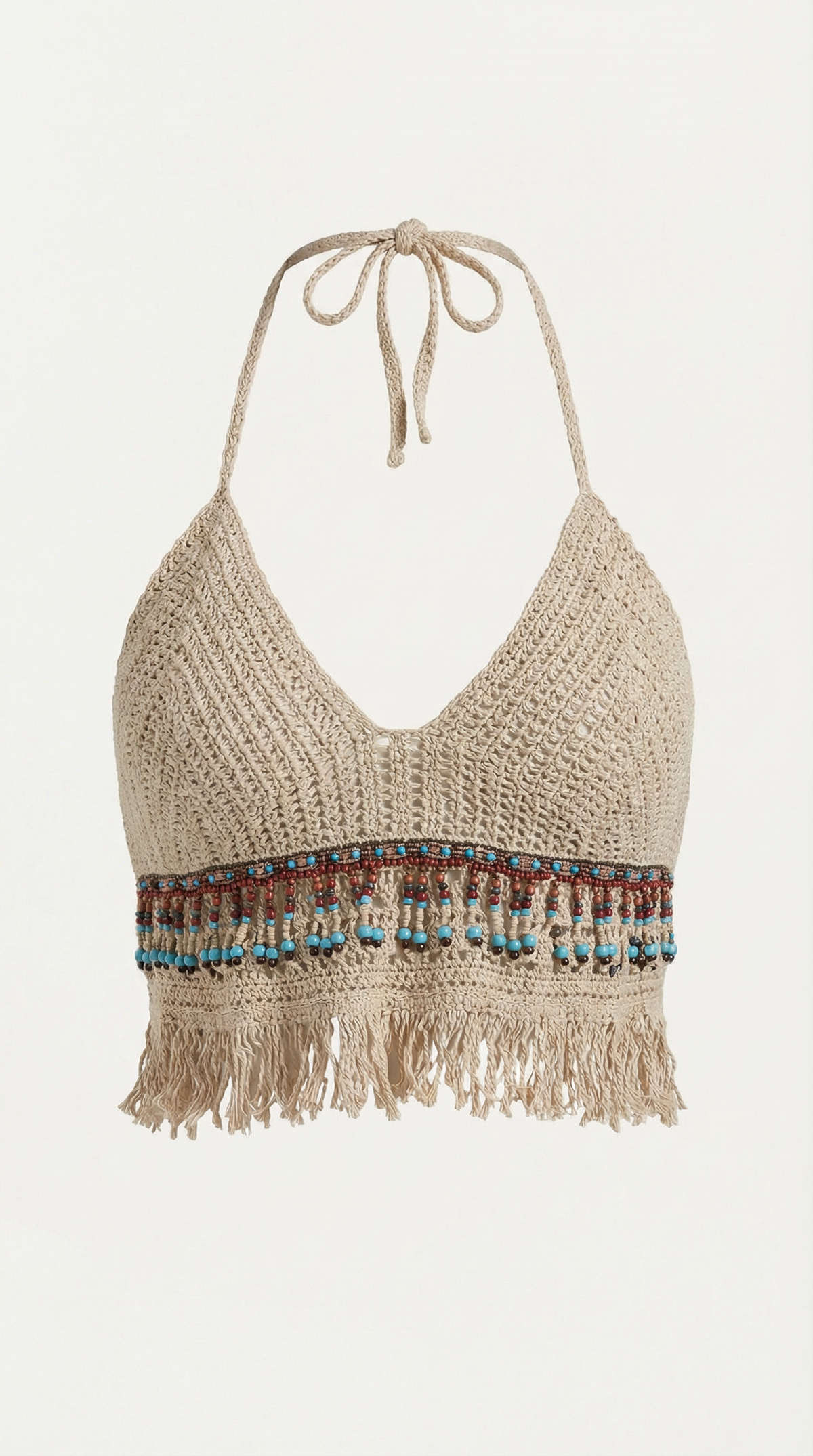 CAPRI | TOP HALTER DE GANCHILLO CON FLECOS