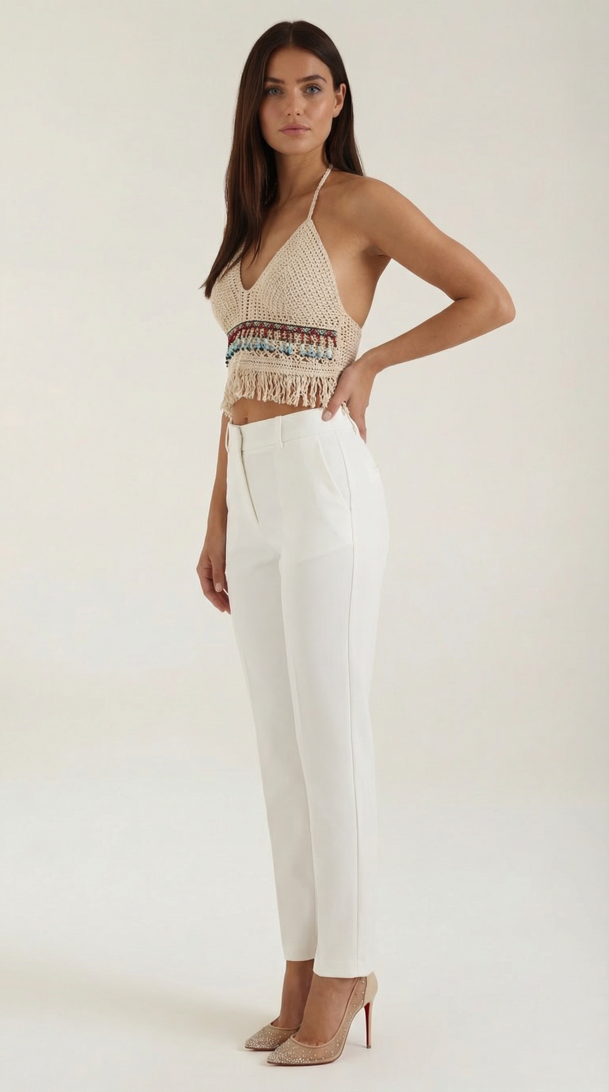 CAPRI | TOP HALTER DE GANCHILLO CON FLECOS
