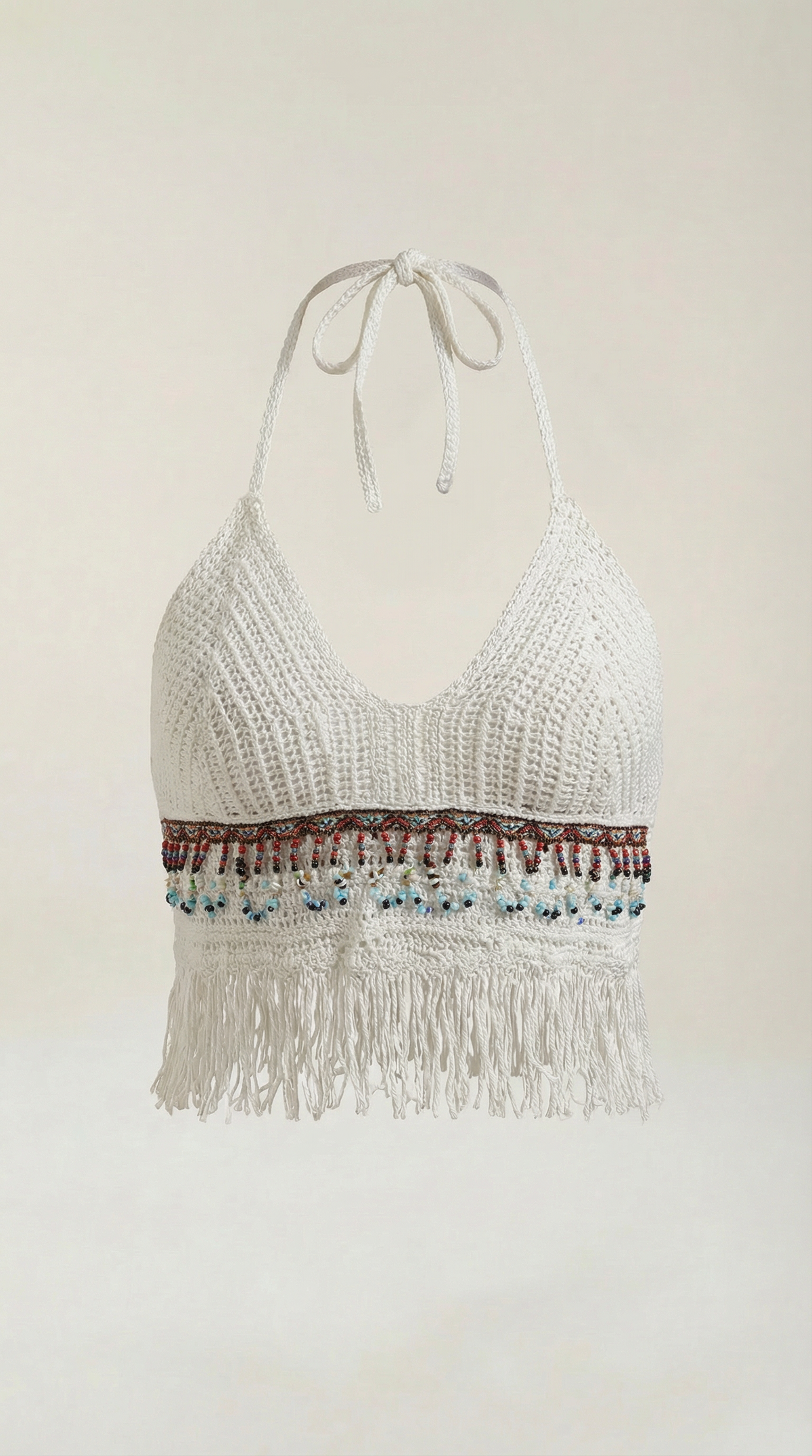 CAPRI | TOP HALTER DE GANCHILLO CON FLECOS