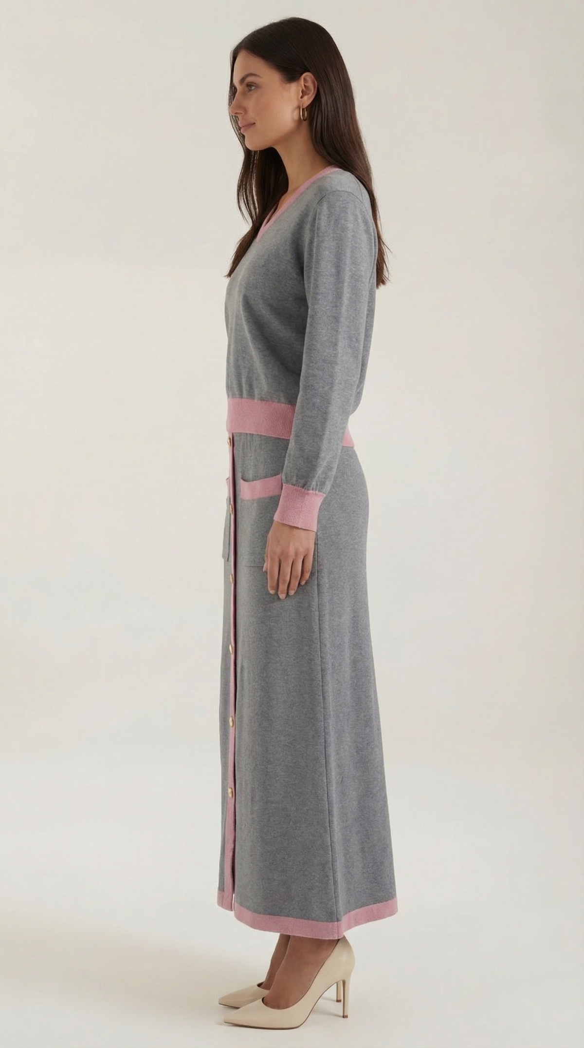 CHERYL | CONJUNTO DE SUÉTER CON ESCOTE EN V Y FALDA MIDI