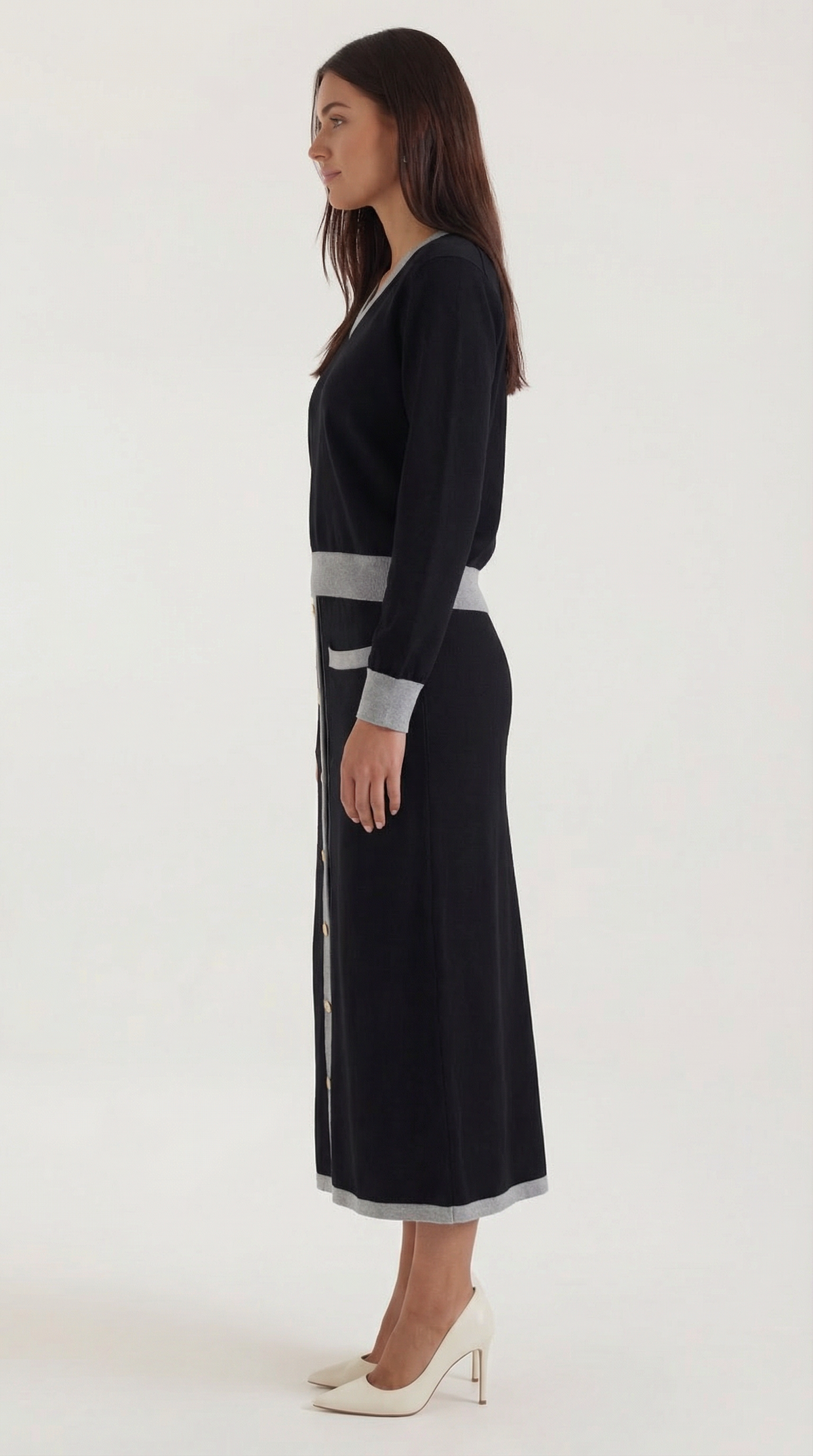 CHERYL | CONJUNTO DE SUÉTER CON ESCOTE EN V Y FALDA MIDI