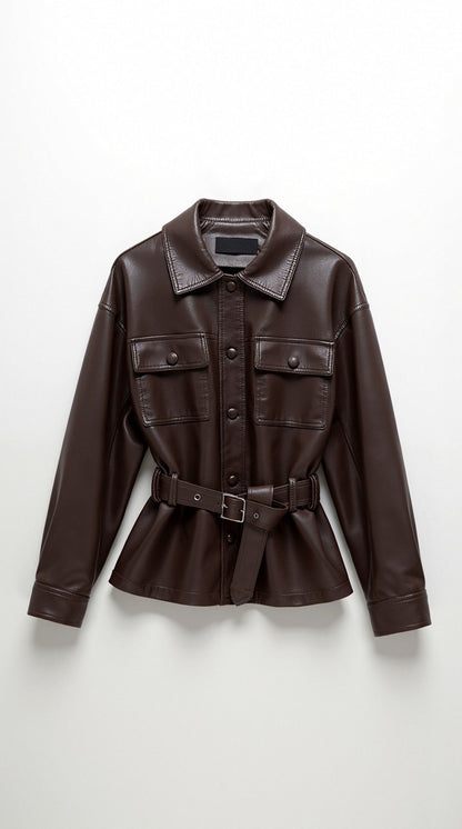 EVELINA | CHAQUETA DE PU CON CINTURÓN