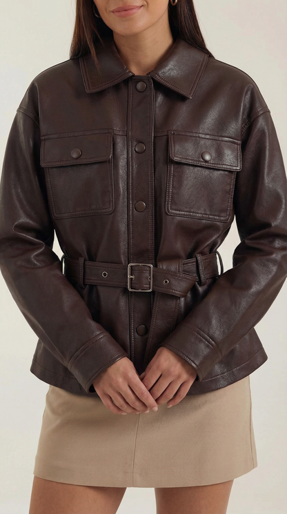 EVELINA | CHAQUETA DE PU CON CINTURÓN