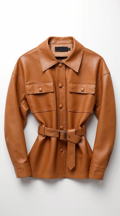 EVELINA | CHAQUETA DE PU CON CINTURÓN