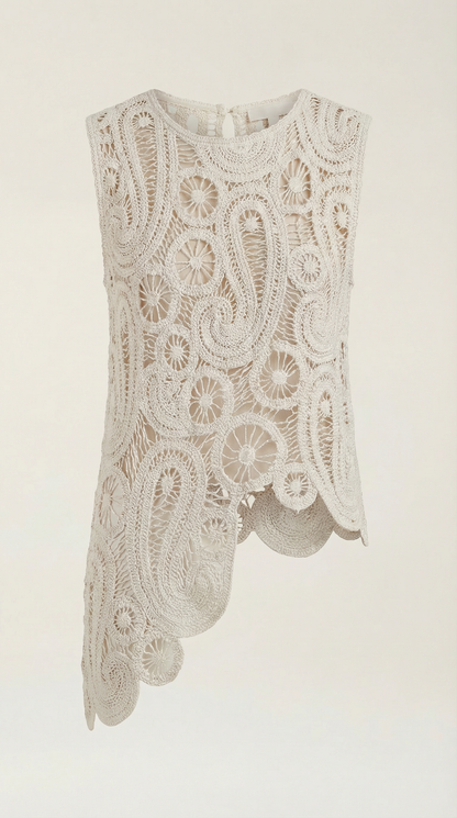 GENEVIEVE | BLUSA ASIMETRICA CON DETALLES DE ENCAJE