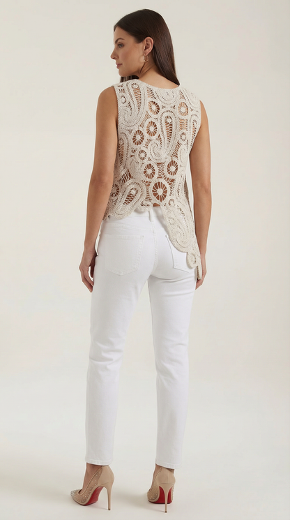 GENEVIEVE | BLUSA ASIMETRICA CON DETALLES DE ENCAJE