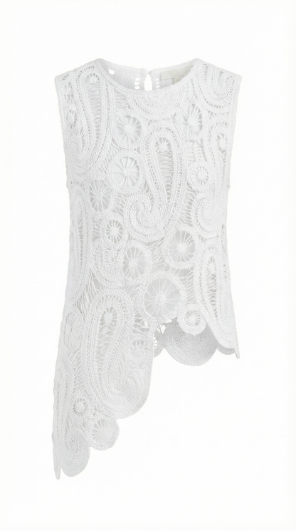 GENEVIEVE | BLUSA ASIMETRICA CON DETALLES DE ENCAJE