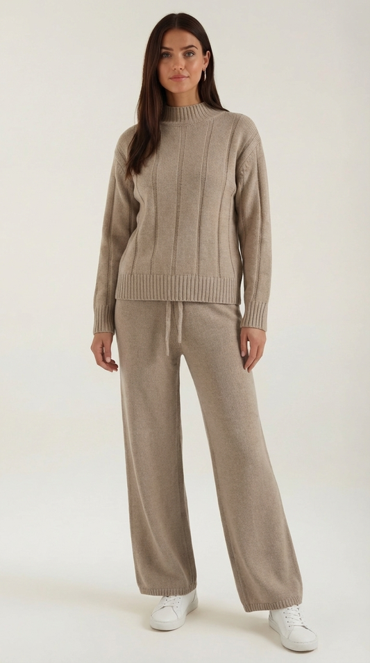 ELEANOR | CONJUNTO DE SUÉTER DE PUNTO Y PANTALONES HOLGADOS