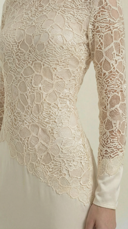 ELISE | VESTIDO LARGO CON LENTEJUELAS Y ENCAJE