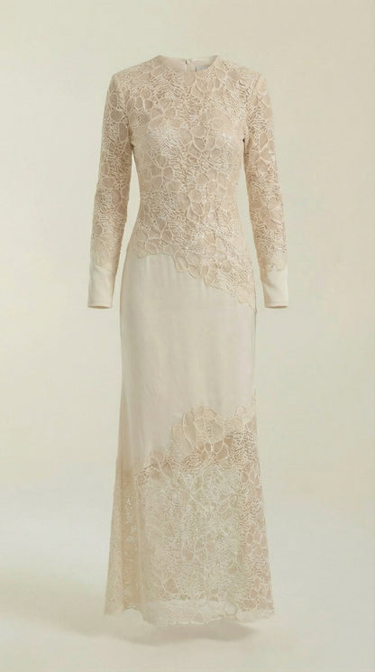 ELISE | VESTIDO LARGO CON LENTEJUELAS Y ENCAJE
