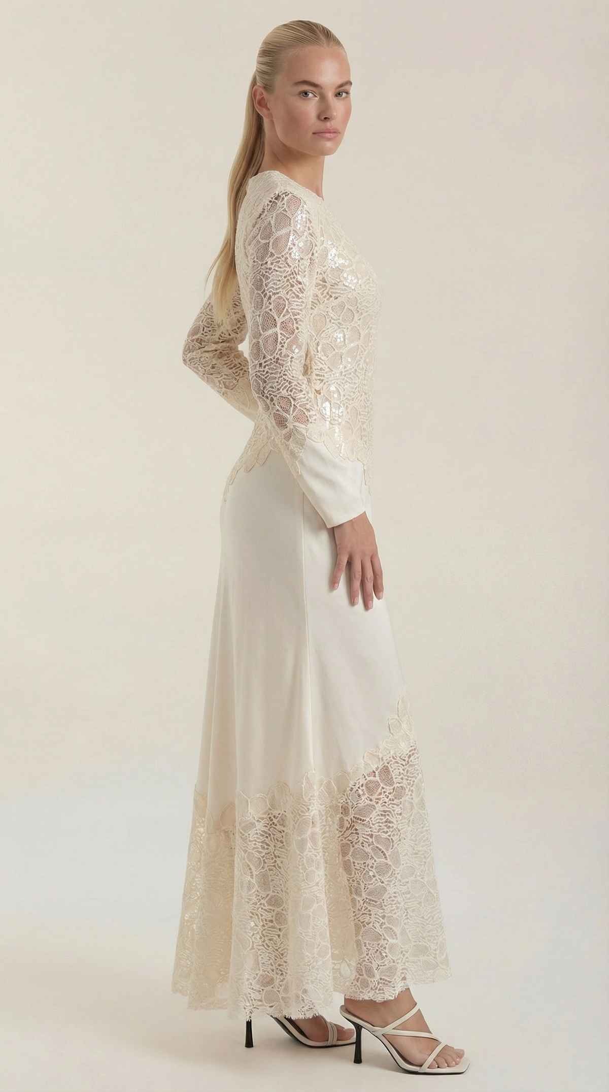 ELISE | VESTIDO LARGO CON LENTEJUELAS Y ENCAJE