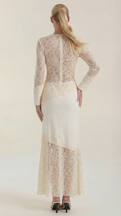 ELISE | VESTIDO LARGO CON LENTEJUELAS Y ENCAJE