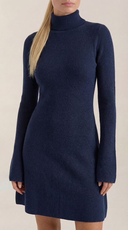 GENEVA | VESTIDO CORTO DE PUNTO CON CUELLO ALTO