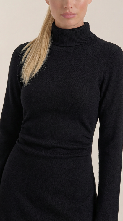 GENEVA | VESTIDO CORTO DE PUNTO CON CUELLO ALTO
