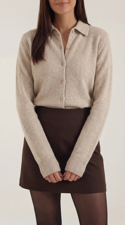 ADELAIDE | CARDIGAN DE PUNTO CON CUELLO Y BOTONES