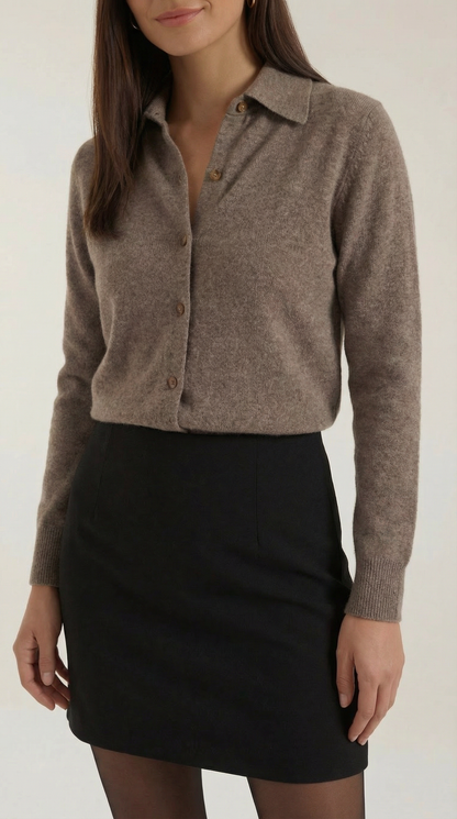 ADELAIDE | CARDIGAN DE PUNTO CON CUELLO Y BOTONES