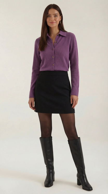 ADELAIDE | CARDIGAN DE PUNTO CON CUELLO Y BOTONES