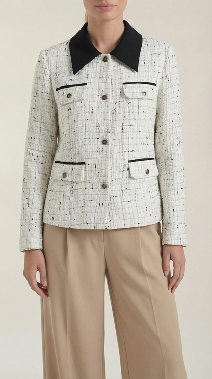 FREIDA | CHAQUETA DE TWEED CON CUELLO A CONTRASTE