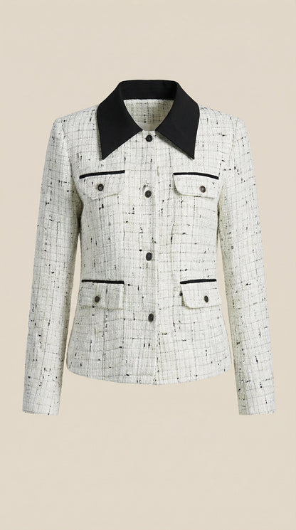 FREIDA | CHAQUETA DE TWEED CON CUELLO A CONTRASTE