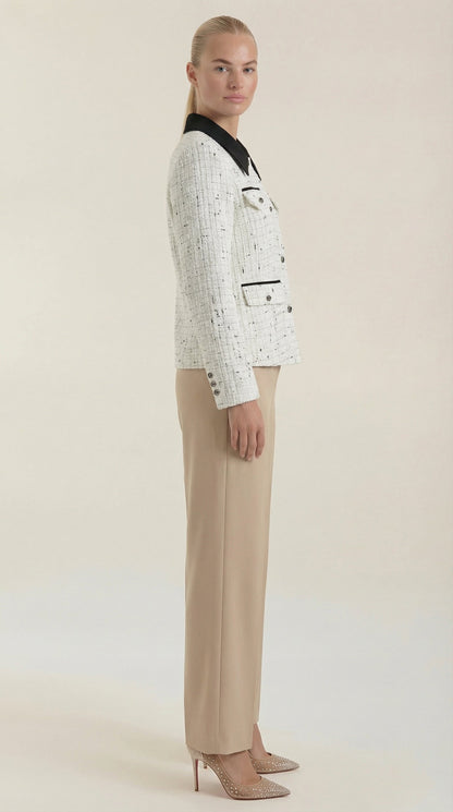 FREIDA | CHAQUETA DE TWEED CON CUELLO A CONTRASTE