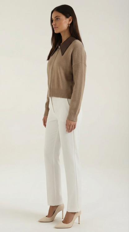 EIRA | CHAQUETA CORTA DE PUNTO CON CUELLO