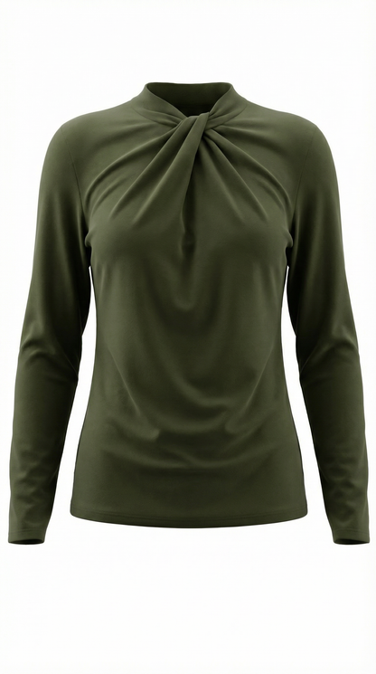 DAPHNE | BLUSA CON CUELLO ALTO Y LAZO
