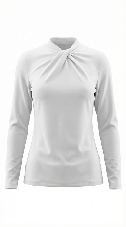DAPHNE | BLUSA CON CUELLO ALTO Y LAZO