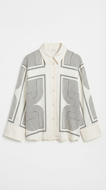 JUDY | CAMISA CON ESTAMPADO GRÁFICO Y CUELLO CON BOTONES