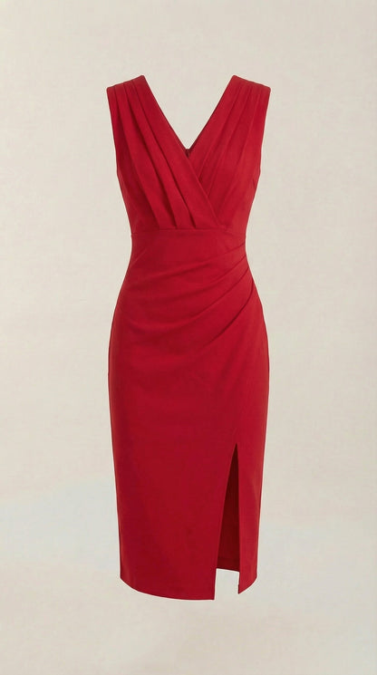 LYDIA | VESTIDO MIDI CON ESCOTE EN V