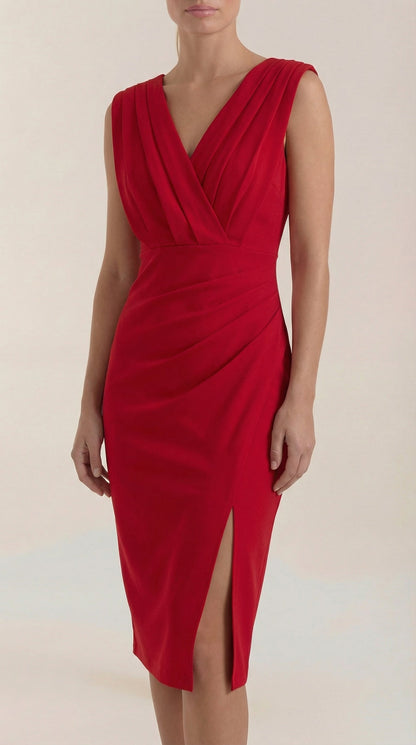 LYDIA | VESTIDO MIDI CON ESCOTE EN V