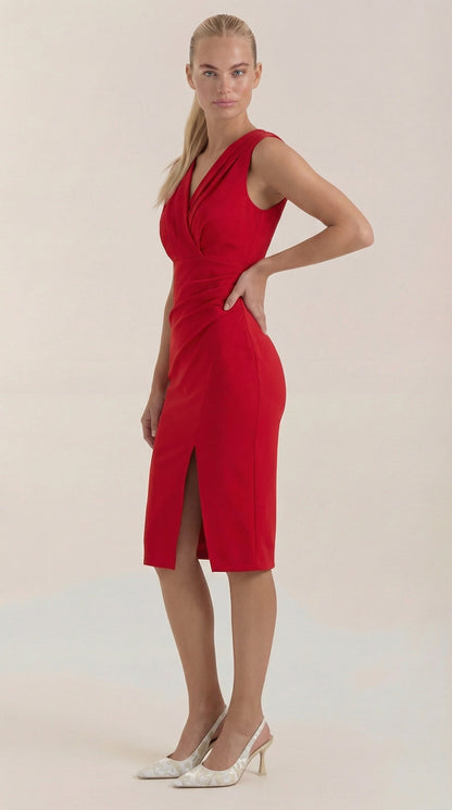 LYDIA | VESTIDO MIDI CON ESCOTE EN V