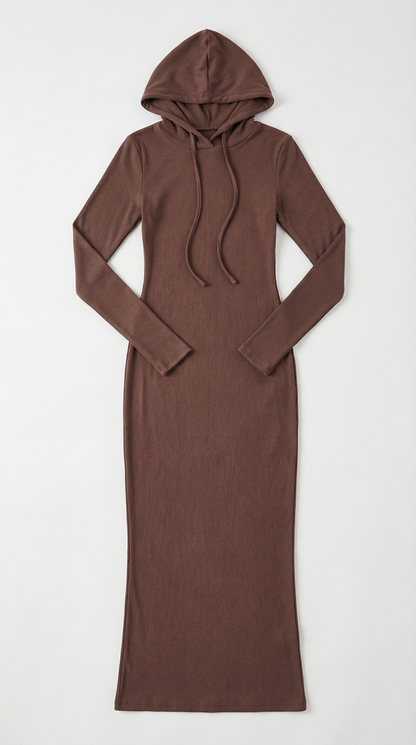 MARILYN | VESTIDO LARGO AJUSTADO CON CAPUCHA