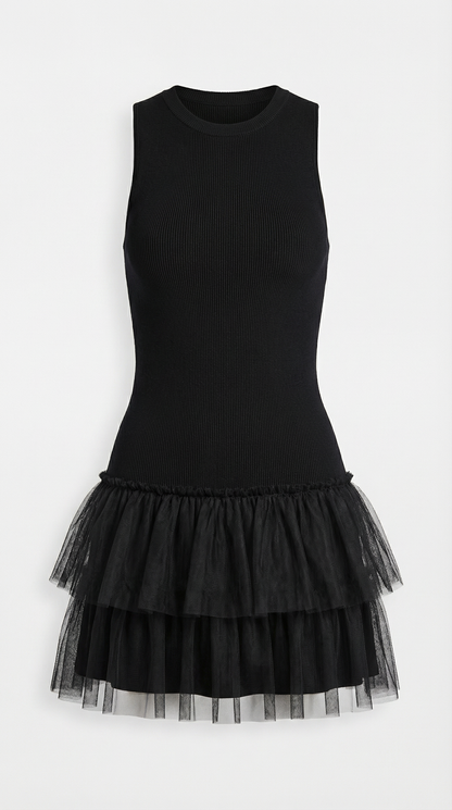 NADIA | VESTIDO CORTO DE TUL CON CUELLO ALTO