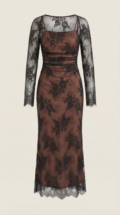 NERISSA | VESTIDO LARGO DE ENCAJE