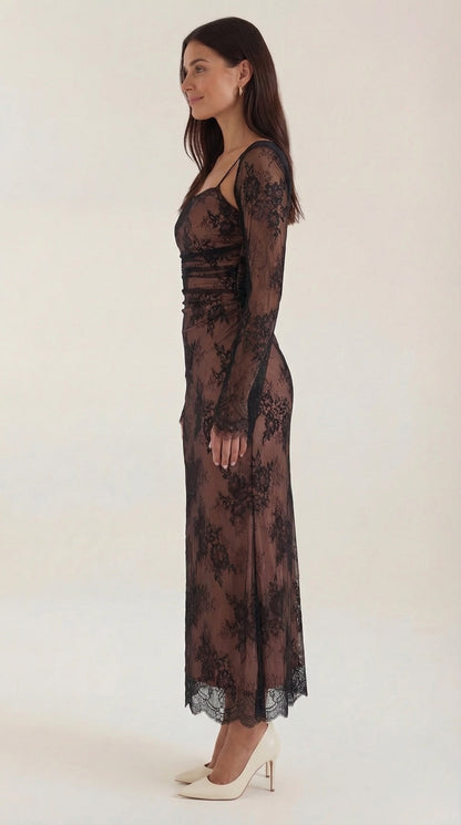 NERISSA | VESTIDO LARGO DE ENCAJE