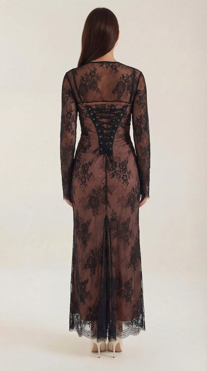 NERISSA | VESTIDO LARGO DE ENCAJE