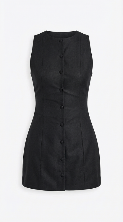 PATRICIA | VESTIDO CORTO SIN MANGAS CON BOTONES