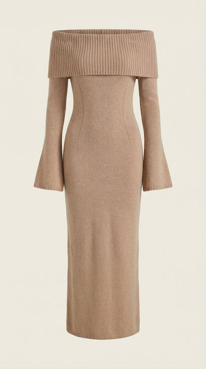 QUINLAN | VESTIDO LARGO AJUSTADO CON HOMBROS DESCUBIERTOS