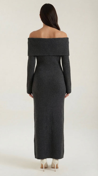QUINLAN | VESTIDO LARGO AJUSTADO CON HOMBROS DESCUBIERTOS