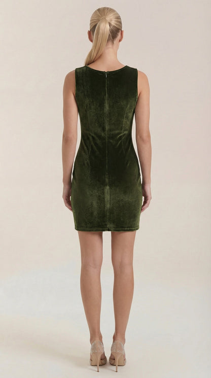 RACHELLE | VESTIDO CORTO DE TERCIOPELO CON ESCOTE CUADRADO