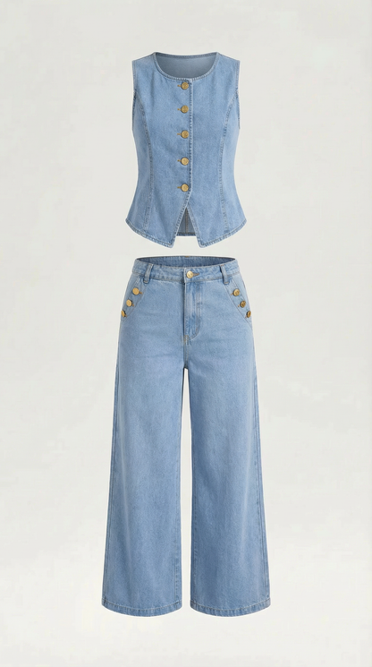 RHONDA | CONJUNTO DE ALGODÓN Y DENIM