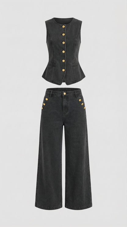 RHONDA | CONJUNTO DE ALGODÓN Y DENIM