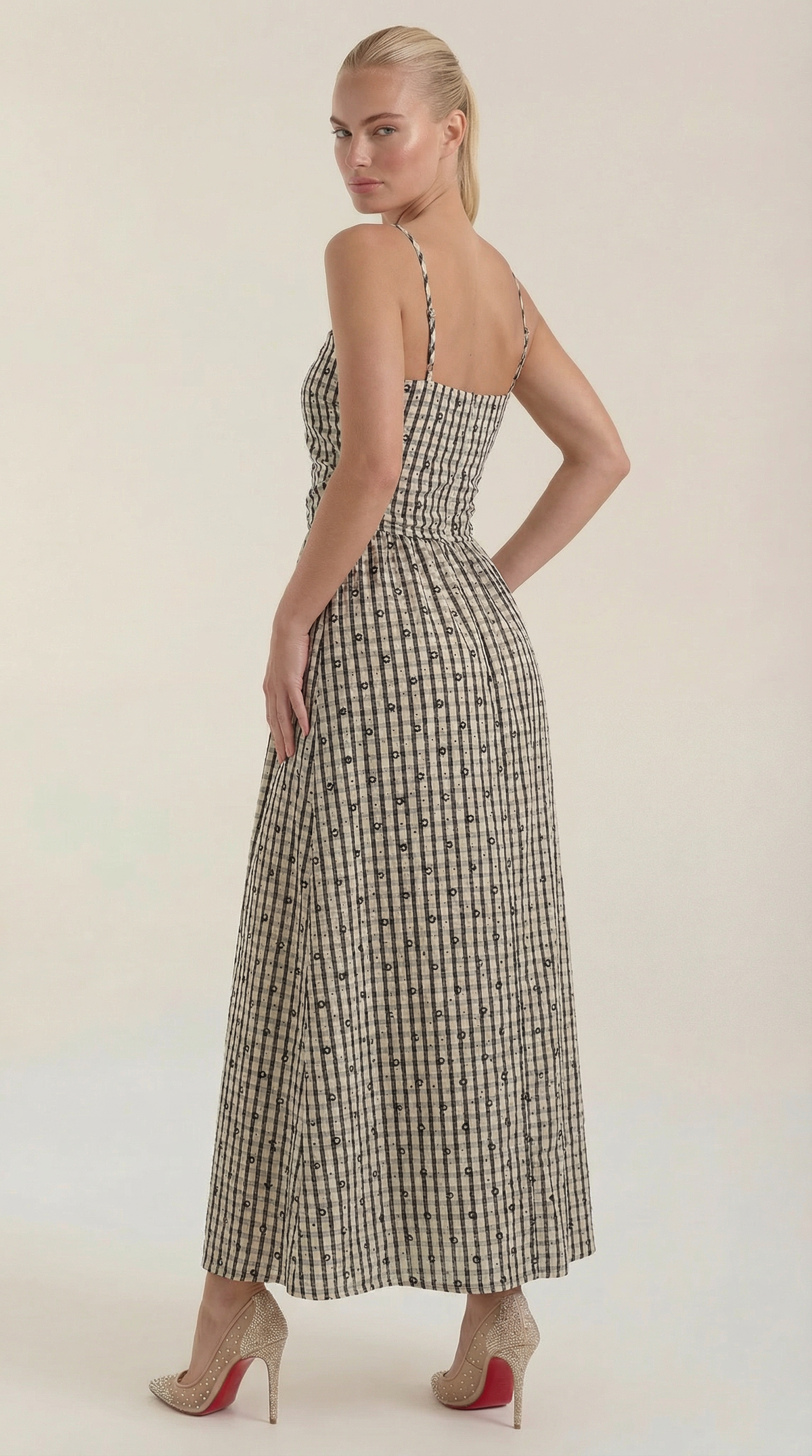 JULIANA | VESTIDO MIDI DE VERANO A CUADROS CON ESCOTE REDONDO