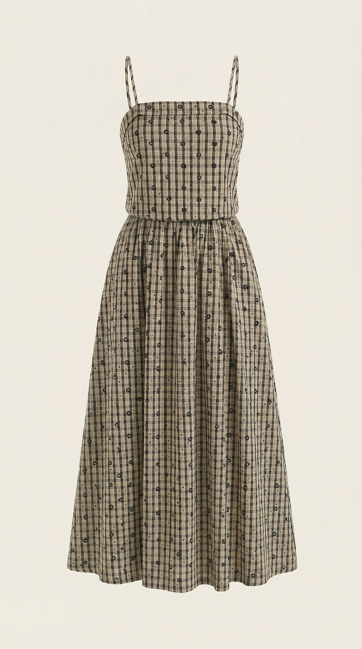 JULIANA | VESTIDO MIDI DE VERANO A CUADROS CON ESCOTE REDONDO