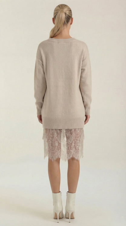 ROSEMARY | VESTIDO DE PUNTO CON DETALLES DE ENCAJE