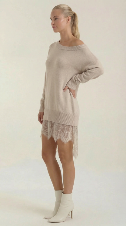 ROSEMARY | VESTIDO DE PUNTO CON DETALLES DE ENCAJE