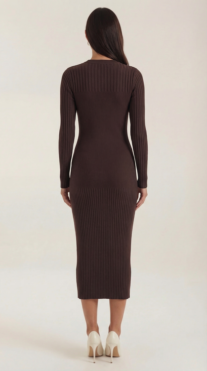 SHEILA | VESTIDO MIDI AJUSTADO DE CANALÉ