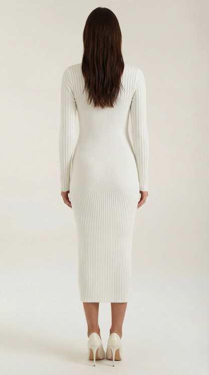 SHEILA | VESTIDO MIDI AJUSTADO DE CANALÉ